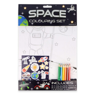 Grand Kit de Coloriage Espace - Crayons et Stickers (12 pcs.)
