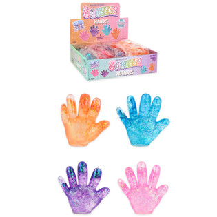Main anti-stress Squeeze Hand - Couleurs assorties - Pr&eacute;sentoir (12 pcs)