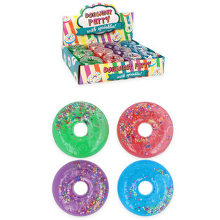 Donuts en Putty dans un pr&eacute;sentoir color&eacute; - Couleurs mixtes (24 pi&egrave;ces)