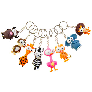 Porte-cl&eacute;s Animaux Rigolos - Mix Animaux aux Grands Yeux (48 pcs)