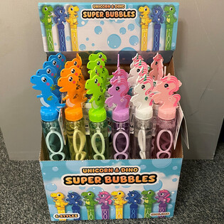 Bâtons à Bulles Licorne & Dinosaure - 120ml - 24 Pièces