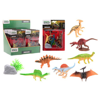 ANIMAL WORLD - Coffret de Jeu Dinosaures 8 Pi&egrave;ces - Pr&eacute;sentoir de 12