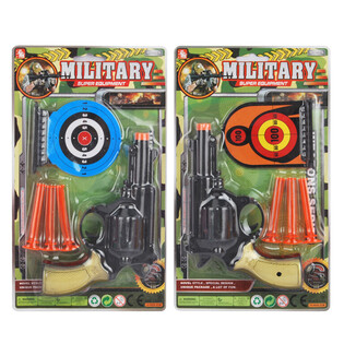 Set de Pistolet Militaire avec 3 Fl&eacute;chettes &agrave; Ventouse & Cibles (6 pi&egrave;ces)