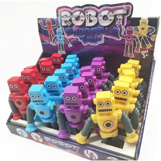 ROBOTS JOUETS FLEXIBLES ET ARTICUL&Eacute;S - COULEURS MIXTES - EN PR&Eacute;SENTOIR (24 pcs.)