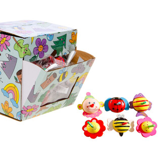 TOUPIES EN BOIS MIX DESIGN - PR&Eacute;SENTOIR (30 pcs)
