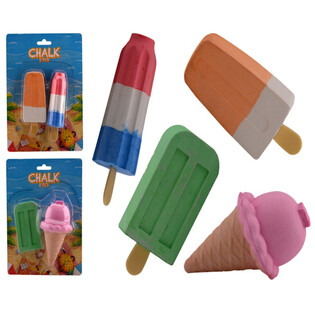 2 Grosses Craies de Trottoir Glace sur Carte - 6x4x20 cm (12 p.)