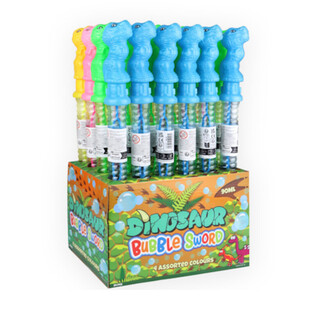 GRAND SCEPTRE &Agrave; BULLES DE SAVON 35 CM - DINOSAURE EN PR&Eacute;SENTOIR (24 pcs)