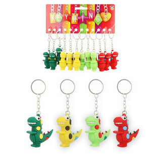 Porte-clés Dinosaure 3D - Couleurs Mixtes (12 pcs)