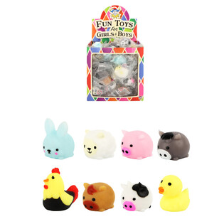 SQUISHY MINIATURE - ANIMAUX DE LA FERME - EN PR&Eacute;SENTOIR DE COMPTOIR (96 pcs)