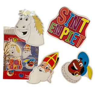SAINT-NICOLAS (SINTERKLAAS) - ENSEMBLE DE 4 PANNEAUX DE D&Eacute;CORATION DOUBLE FACE (6 pcs.)