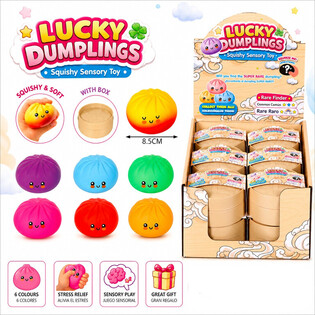RAGE - LUCKY DUMPLINGS - Squishy Bun Dumplings GRAND Dim. 8.5 x 8.5 x 4.8 cm - EN DISPLAY (12 pcs)