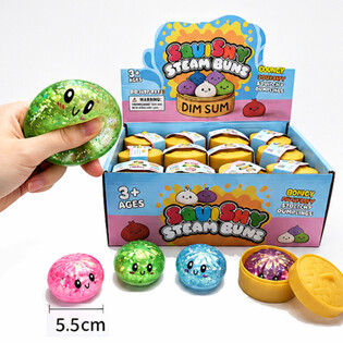 RAGE - Squishy GLITTER Dumplings Bun PETIT (Dim. 5.5 x 5.5 x 3 cm) - Jouet Fidget Viral 2026 (24 pcs)