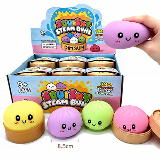 RAGE - Squishy Bun Dumplings GRAND (Dim. 8.5x8.5x4.8 cm) - Jouet Fidget Viral 2026 (12 pcs)