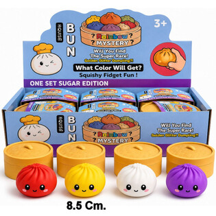 RAGE - Squishy SUGAR EDITION Bun Dumplings GRAND (8.5 x 8.5 x 4.8 cm) - Jouet Fidget Viral 2026 (12 pcs)