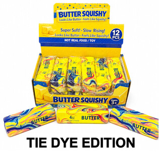 RAGE - SQUISHY BEURRE % BUTTER - MOD&Egrave;LE: TIE DYE - SLOW RISING - Dim. 13x4x4 cm - EN PR&Eacute;SENTOIR (12 pcs.)