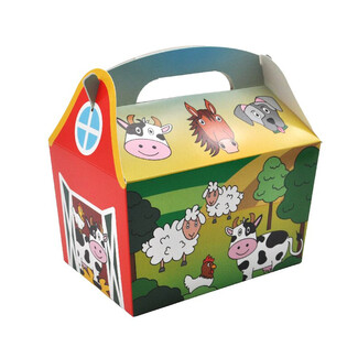 BOÎTE MENU MODÈLE : ANIMAUX DE LA FERME - Dim 18.5x12x19 CM - BOÎTE REPAS - KIDSBOX (24 pcs)