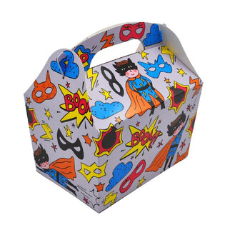 BOÎTE MENU MODÈLE : SUPER-HÉROS - Dim. 18.5x12x19 CM - BOÎTE REPAS - KIDSBOX (24 pcs)