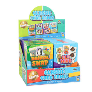 ASSORTIMENT DE 4 JEUX DE CARTES CLASSIQUES - EN PRÉSENTOIR (12 pcs)