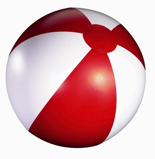 BALLON DE PLAGE ROUGE/BLANC (12 pcs)